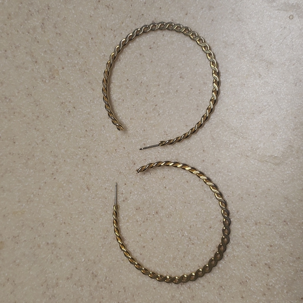 Gold Large Hoop Earrings, EUC